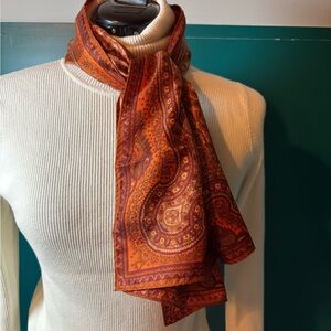 Vibrant Paisley 100% Acetate Scarf in Multiple Shades of Orange